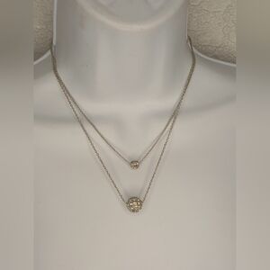 Icing Silver Toned Layered Necklace With Pavè Crystal Ball Pendants